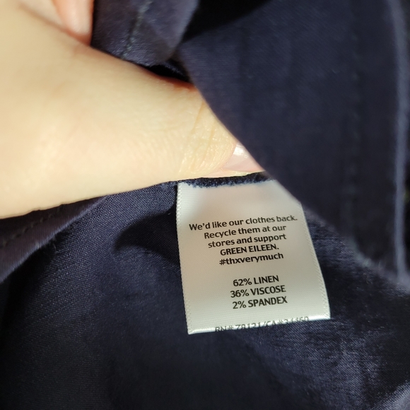 Eileen Fisher Navy Blue Linen High Low Sleeveless Dress size Medium - Picture 8 of 9